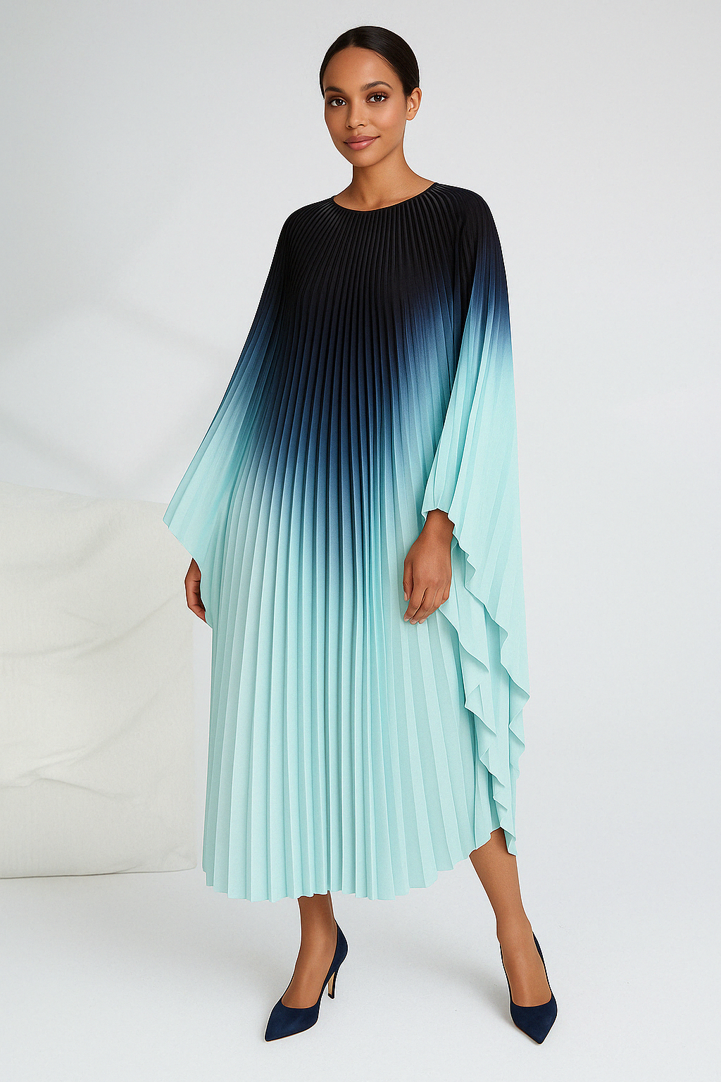 light blue pleated dress Celeste Pleated Dress