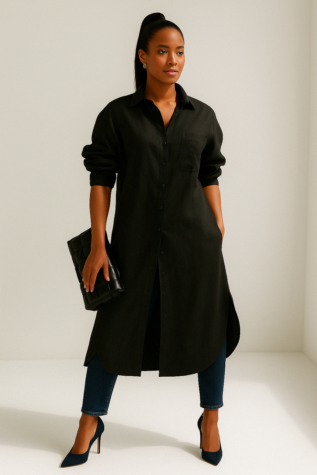 The Flow Maxi Shirt - Black